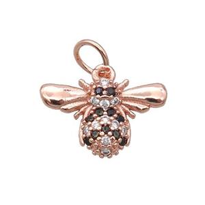 Copper Honeybee Pendant Pave Zircon Rose Gold, approx 9-14.5mm