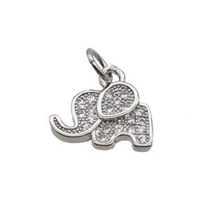 Copper Elephant Pendant Pave Zircon Platinum Plated, approx 8.5-12mm