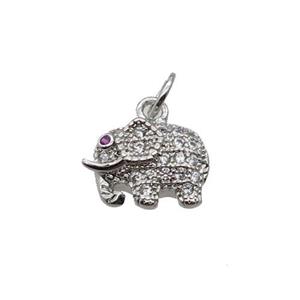 Copper Elephant Pendant Pave Zircon Platinum Plated, approx 8-11mm