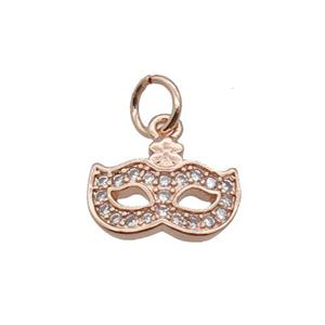 Copper EyeMask Pendant Pave Zircon Rose Gold, approx 8-11.5mm