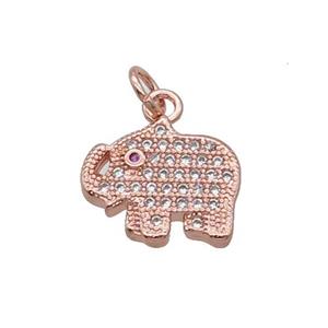 Copper Elephant Pendant Pave Zircon Rose Gold, approx 11-12.5mm