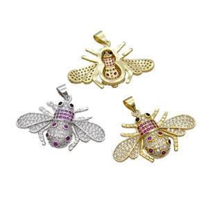 Copper Honeybee Pendant Pave Zircon Mixed, approx 18-32mm