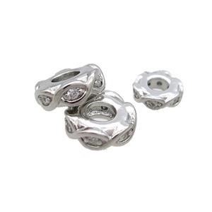 Copper Heishi Spacer Beads Pave Zircon Platinum Plated, approx 6mm