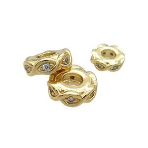 Copper Heishi Spacer Beads Pave Zircon Gold Plated, approx 8mm