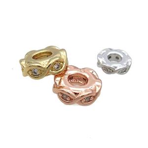 Copper Heishi Spacer Beads Pave Zircon Mixed, approx 8mm