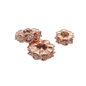 Copper Heishi Spacer Beads Pave Zircon Rose Gold, approx 6mm