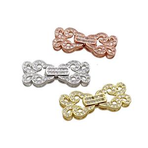 Copper Clasp Pave Zircon Mixed, approx 10-25mm