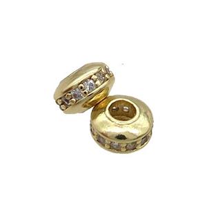 Copper Rondelle Beads Pave Zircon Gold Plated, approx 6mm