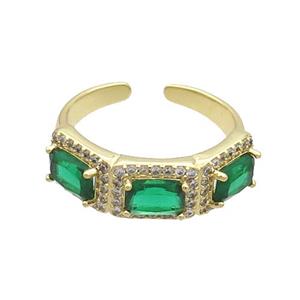 Copper Ring Pave Zircon Green Crystal Gold Plated, approx 7mm, 18mm dia