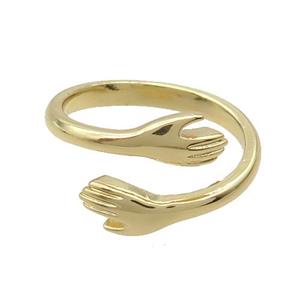 Copper Ring Love Embrace Adjustable Gold Plated, approx 5.5mm, 18mm dia