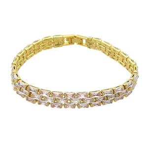 Copper Bracelet Pave Zircon Gold PLated, approx 8mm, 18cm length