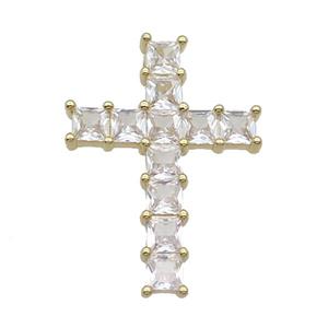 Copper Cross Pendant Pave Clear Crystal Glass Gold Plated, approx 22-32mm