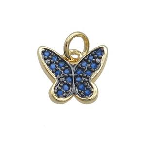 Copper Butterfly Pendant Pave Zircon Gold Plated, approx 9-11mm