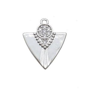 Copper Arrowhead Pendant Pave Zircon Platinum Plated, approx 15mm