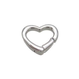 Copper Carabiner Clasp Heart Platinum Plated, approx 13.5mm