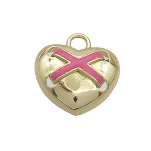 Copper Heart Pendant Pink Enamel Gold Plated, approx 16mm