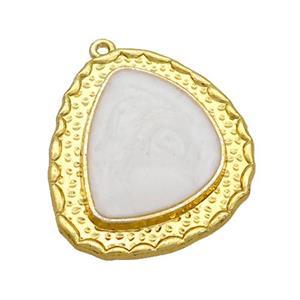 Copper Teardrop Pendant White Enamel Gold Plated, approx 25-30mm