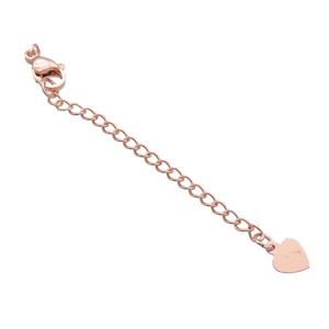 Copper Necklace Extender Chain Heart Rose Gold, approx 50mm length