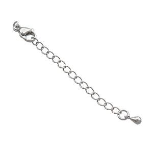 Copper Necklace Extender Chain Platinum Plated, approx 50mm length