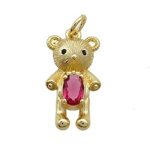 Copper Rat Charms Pendant Pave Zircon Gold Plated, approx 12-19mm