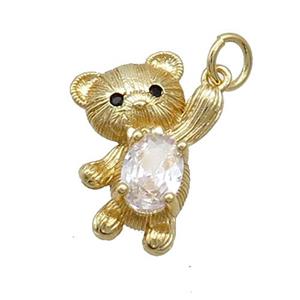 Copper Bear Pendant Pave Zircon Gold Plated, approx 13-19mm