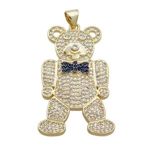 Copper Bear Pendant Pave Zircon Gold Plated, approx 20-25mm