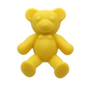 Yellow Resin Bear Pendant Matte, approx 30-38mm