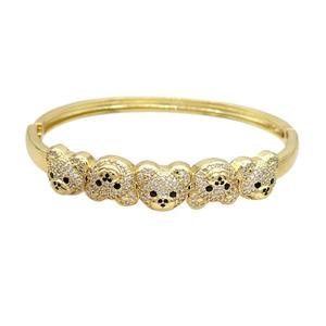 Copper Bear Bangle Pave Zircon Gold Plated, approx 10-12mm, 50-60mm dia