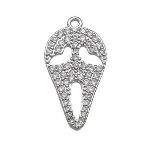 Copper Pendant Pave Zircon Ghost Halloween Charms Platinum Plated, approx 11.5-20mm