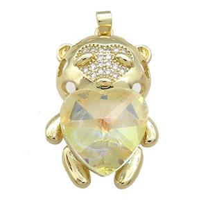 Copper Mouse Pendant Pave Crystal Glass Zircon Gold Plated, approx 23-35mm