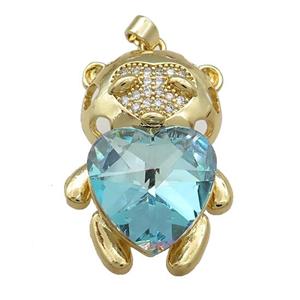 Copper Mouse Pendant Pave Crystal Glass Zircon Gold Plated, approx 23-35mm