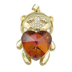 Copper Mouse Pendant Pave Crystal Glass Zircon Gold Plated, approx 23-35mm