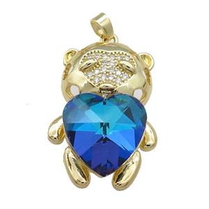 Copper Mouse Pendant Pave Crystal Glass Zircon Gold Plated, approx 23-35mm