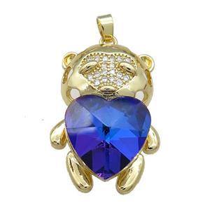 Copper Mouse Pendant Pave Crystal Glass Zircon Gold Plated, approx 23-35mm