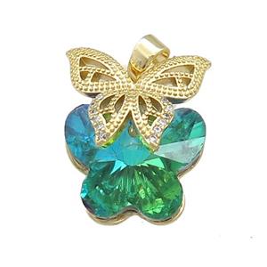 Copper Butterfly Pendant Pave Crystal Glass Zircon Gold Plated, approx 18-25mm