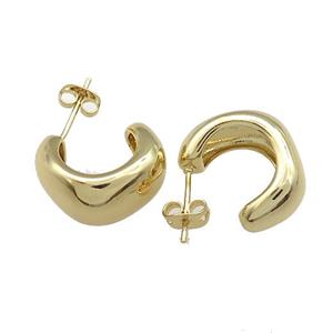 Copper Stud Earrings Gold Plated, approx 19mm