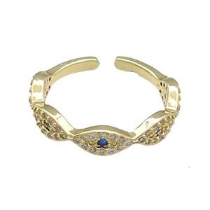 Copper Rings Pave Zircon Evil Eye Gold Plated, approx 4mm, 18mm dia