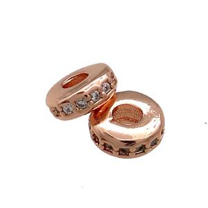 Copper Heishi Beads Pave Zircon Rose Gold, approx 6mm