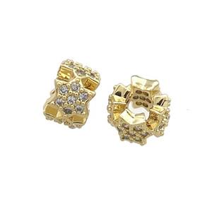 Copper Rondelle Beads Pave Zircon Gold Plated, approx 10mm