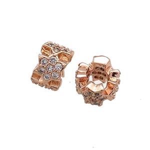 Copper Rondelle Beads Pave Zircon Rose Gold, approx 6mm