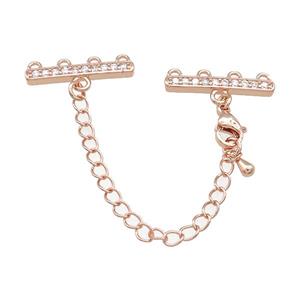 Copper CordEnd Pave Zircon Rose Gold, approx 6-21mm, 6cm length