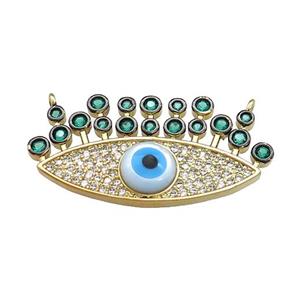 Evil Eye Charms Copper Pendant Pave Zircon 2loops Gold Plated, approx 16-32mm