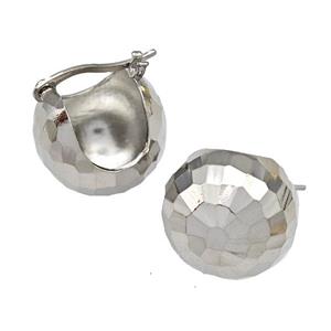 Copper Latchback Earrings Hollow Platinum Plated, approx 18mm