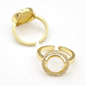 Copper Rings Pave Fire Opal Zirconia Circle 18K Gold Plated, approx 14mm, 18mm dia