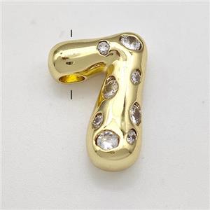 Copper Number-7 Pendant Micro Pave Zirconia Gold Plated, approx 10-20mm