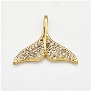 Copper Shark-tail Pendant Pave Zirconia Gold Plated, approx 15mm