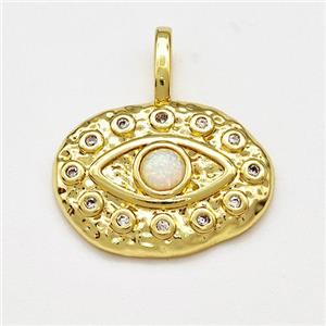 Copper Eye Pendant Micro Pave Zirconia Gold Plated, approx 14.5-20mm