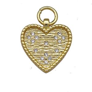 Copper Heart Pendant Micro Pave Zirconia Gold Plated, approx 14.5mm