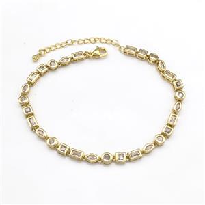 Copper Bracelets Pave Zircon Gold Plated, approx 4-6mm, 18-23cm length