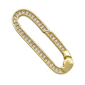 Copper Carabiner Clasp Micro Pave Zirconia Gold Plated, approx 8-28mm